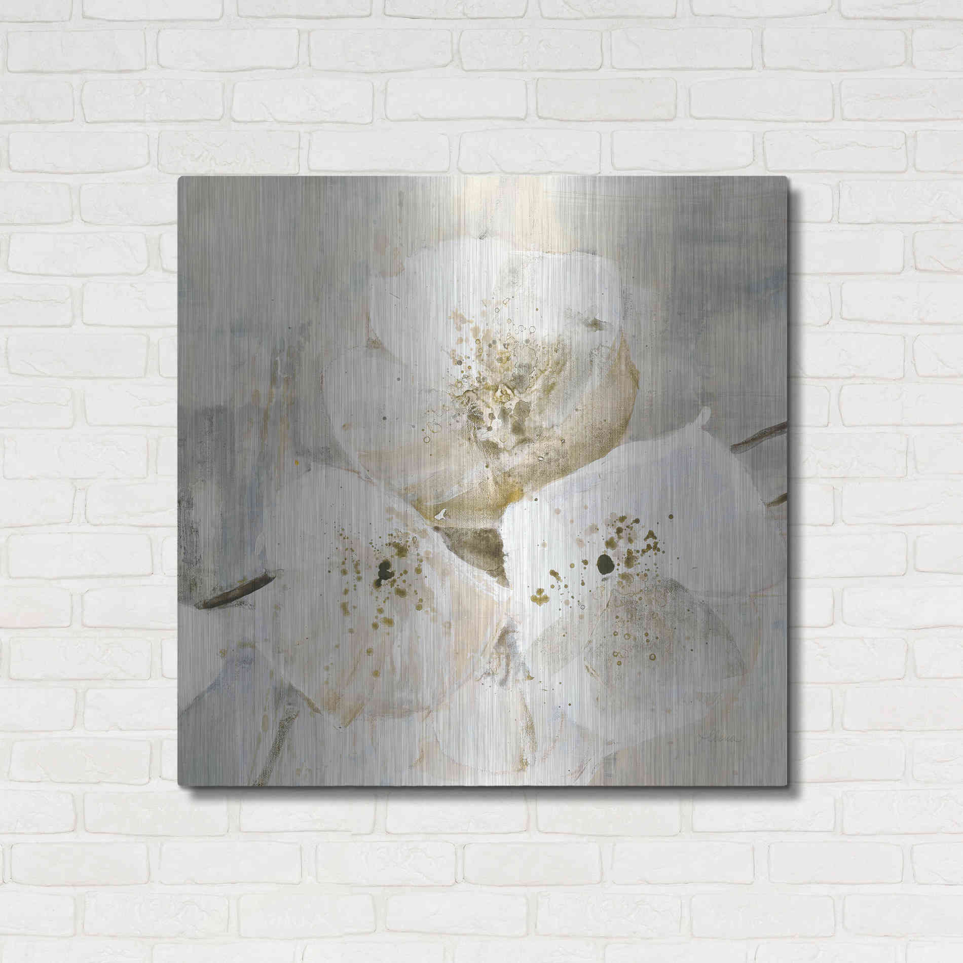 Luxe Metal Art 'Elegance III Greige' by Albena Hristova, Metal Wall Art,36x36