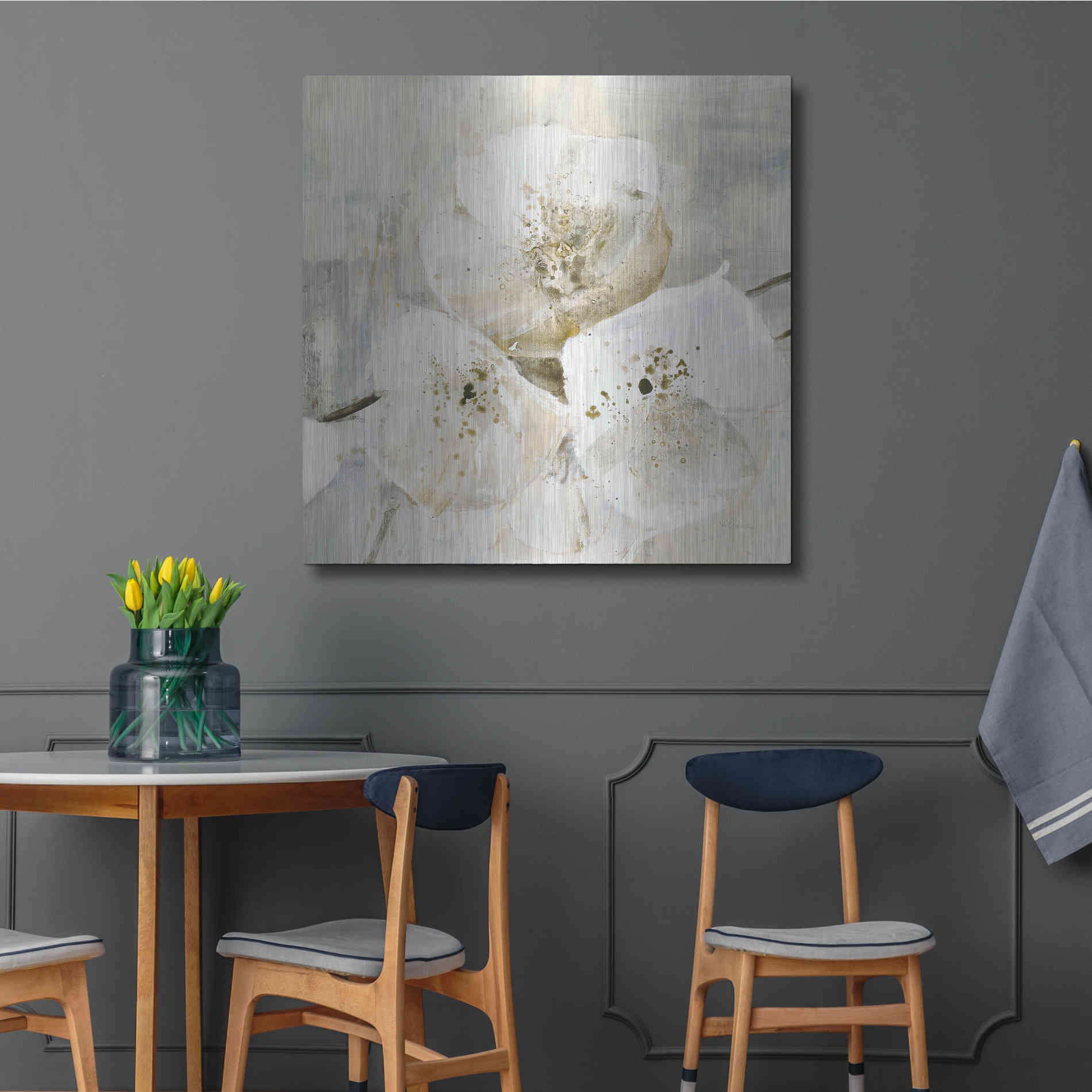 Luxe Metal Art 'Elegance III Greige' by Albena Hristova, Metal Wall Art,36x36