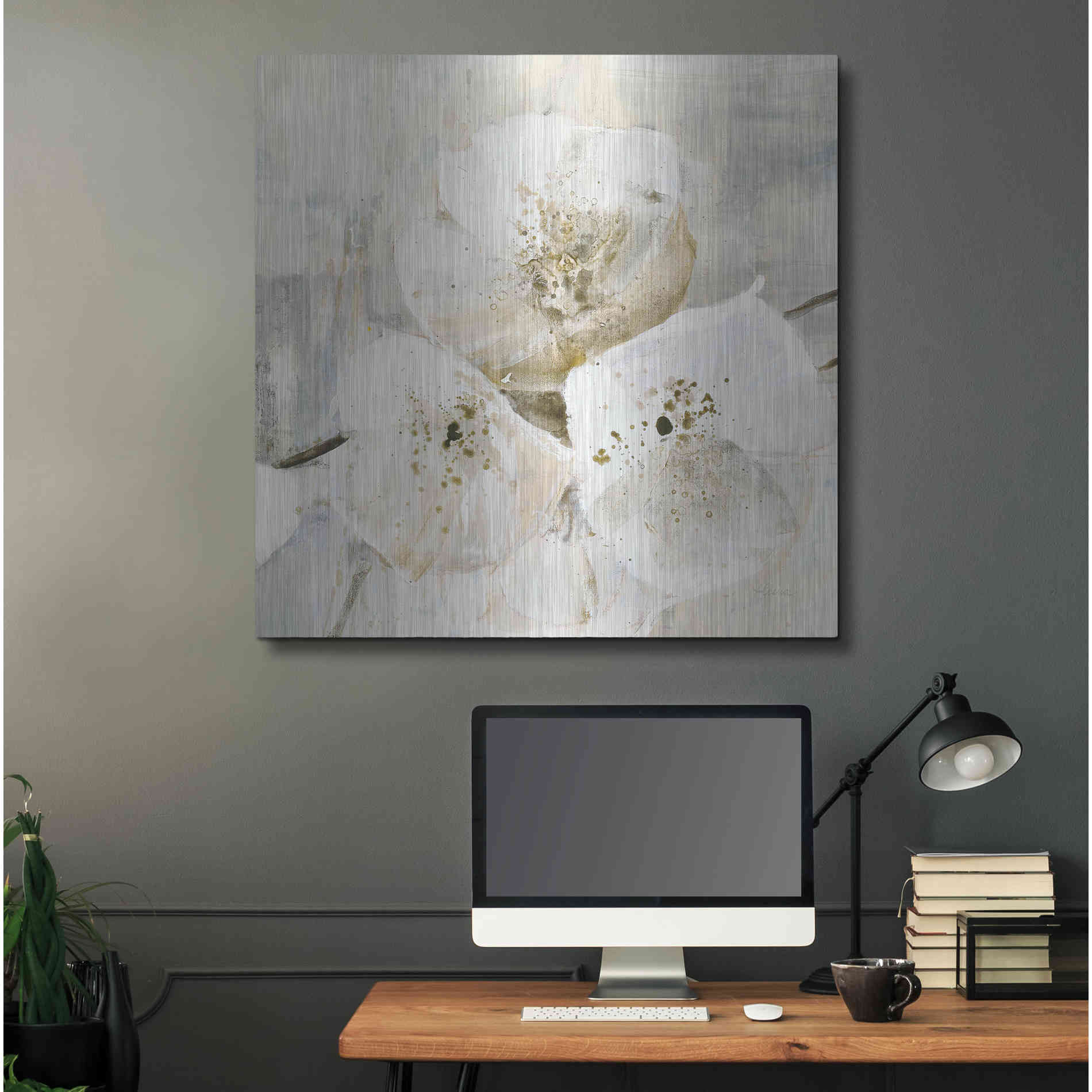 Luxe Metal Art 'Elegance III Greige' by Albena Hristova, Metal Wall Art,36x36