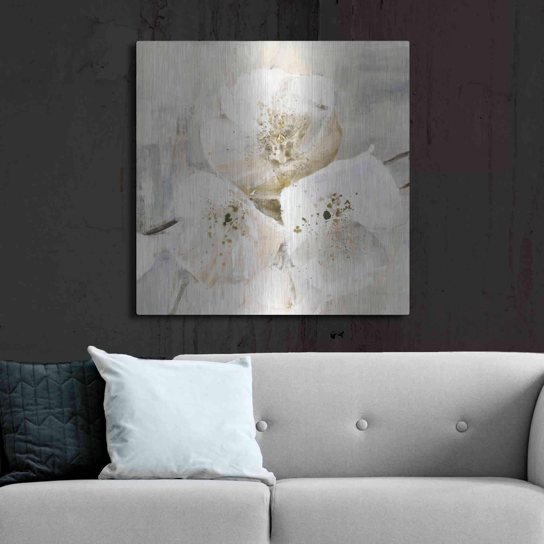 Luxe Metal Art 'Elegance III Greige' by Albena Hristova, Metal Wall Art,36x36