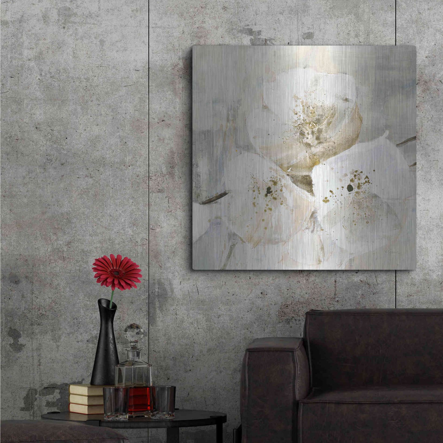 Luxe Metal Art 'Elegance III Greige' by Albena Hristova, Metal Wall Art,36x36