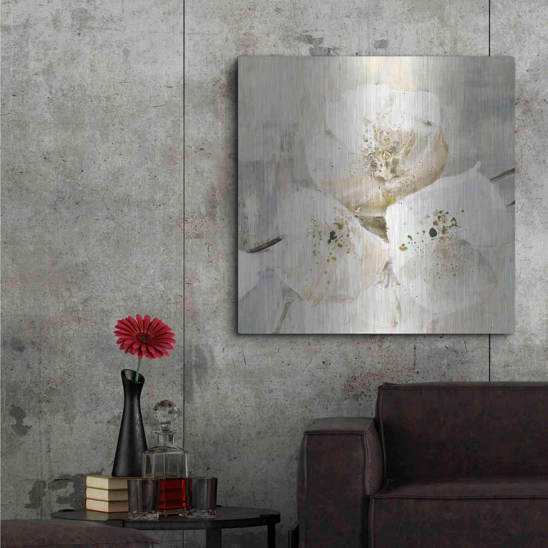 Luxe Metal Art 'Elegance III Greige' by Albena Hristova, Metal Wall Art,36x36