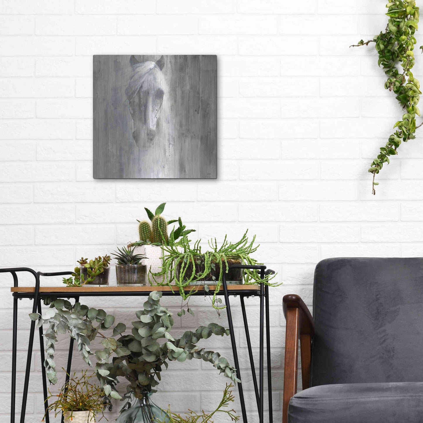 Luxe Metal Art 'Shadow Gray' by Albena Hristova, Metal Wall Art,12x12