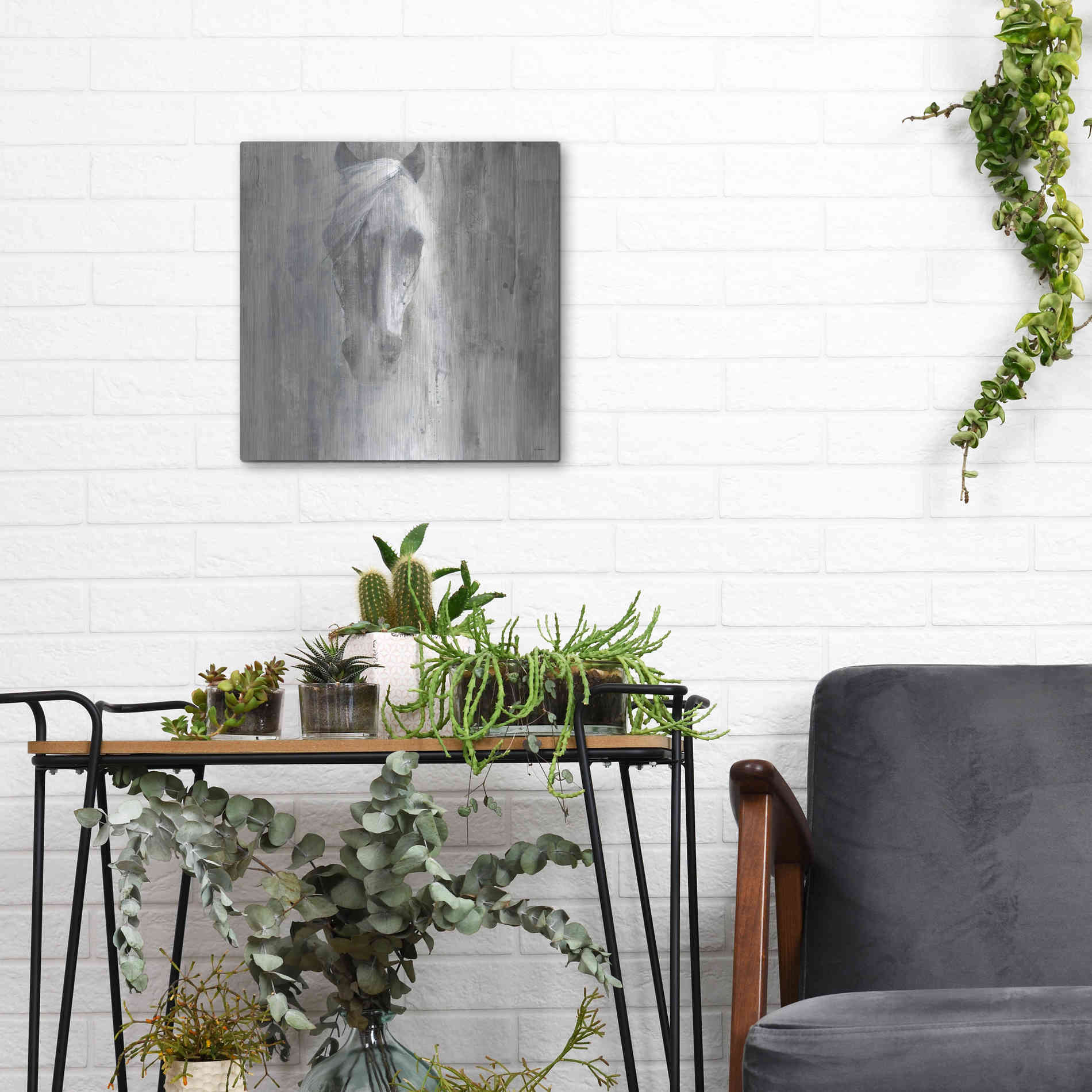 Luxe Metal Art 'Shadow Gray' by Albena Hristova, Metal Wall Art,12x12