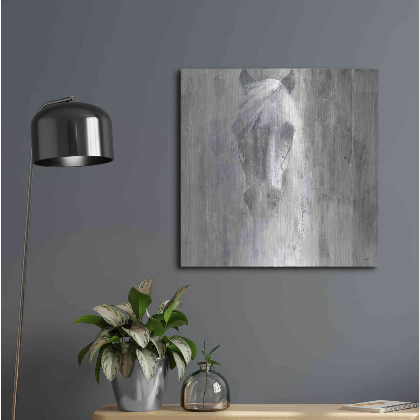 Luxe Metal Art 'Shadow Gray' by Albena Hristova, Metal Wall Art,24x24