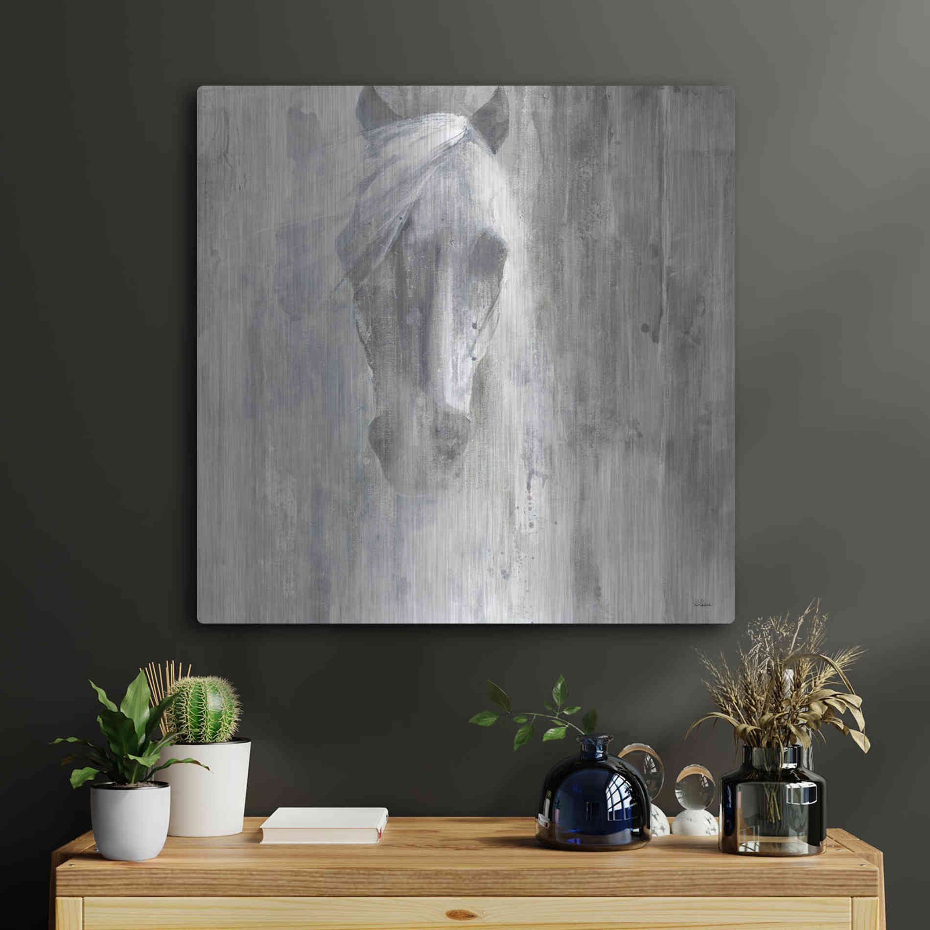 Luxe Metal Art 'Shadow Gray' by Albena Hristova, Metal Wall Art,24x24