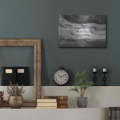 Luxe Metal Art 'Currents Gray Black White' by Albena Hristova, Metal Wall Art,16x12