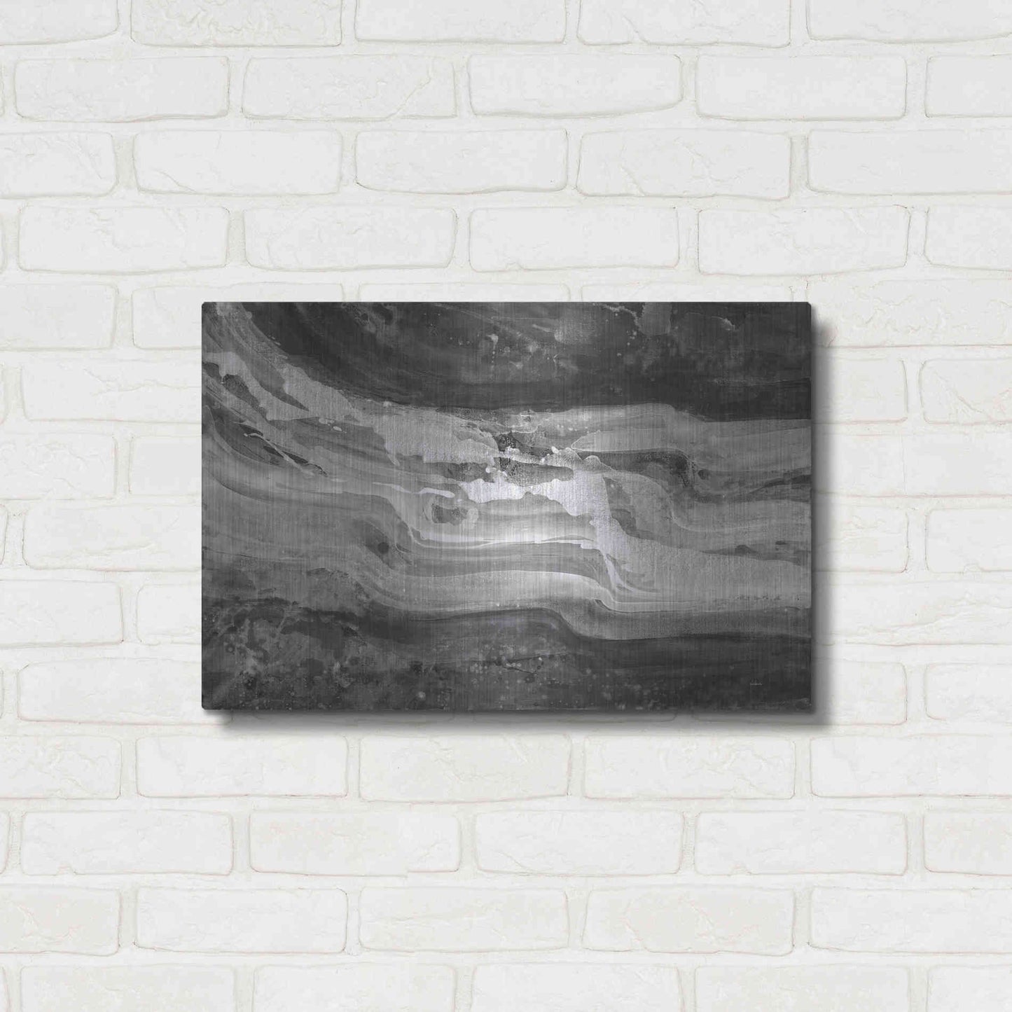 Luxe Metal Art 'Currents Gray Black White' by Albena Hristova, Metal Wall Art,24x16