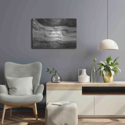 Luxe Metal Art 'Currents Gray Black White' by Albena Hristova, Metal Wall Art,24x16