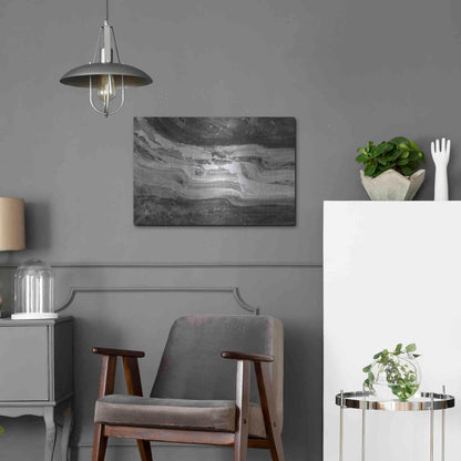 Luxe Metal Art 'Currents Gray Black White' by Albena Hristova, Metal Wall Art,24x16