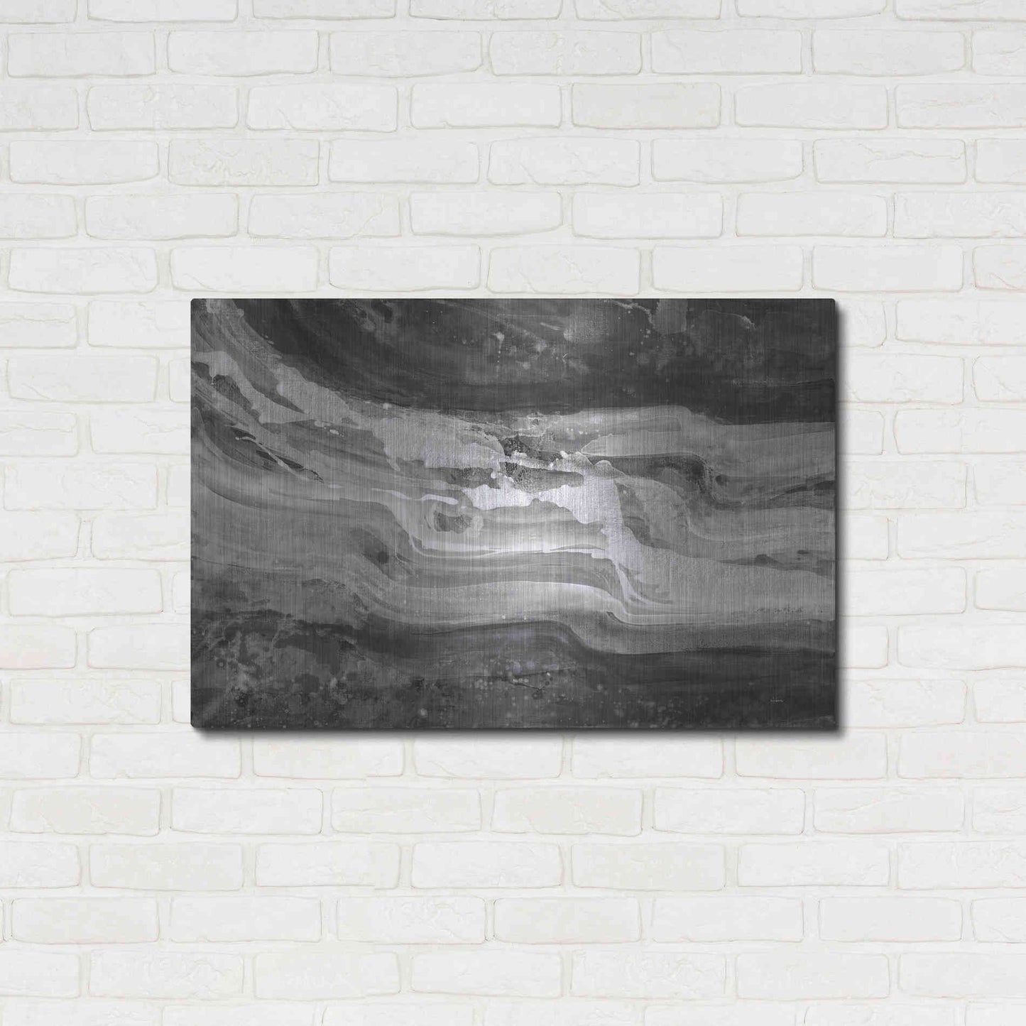 Luxe Metal Art 'Currents Gray Black White' by Albena Hristova, Metal Wall Art,36x24