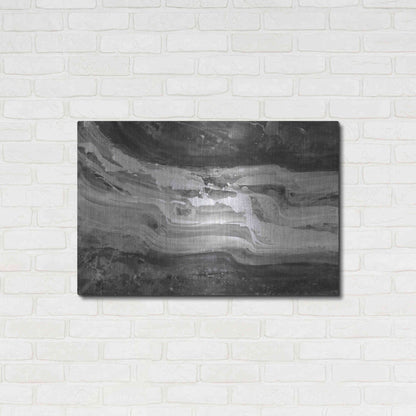 Luxe Metal Art 'Currents Gray Black White' by Albena Hristova, Metal Wall Art,36x24