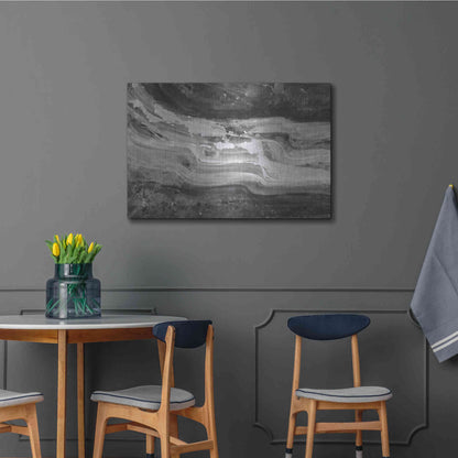 Luxe Metal Art 'Currents Gray Black White' by Albena Hristova, Metal Wall Art,36x24
