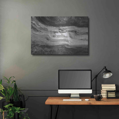 Luxe Metal Art 'Currents Gray Black White' by Albena Hristova, Metal Wall Art,36x24