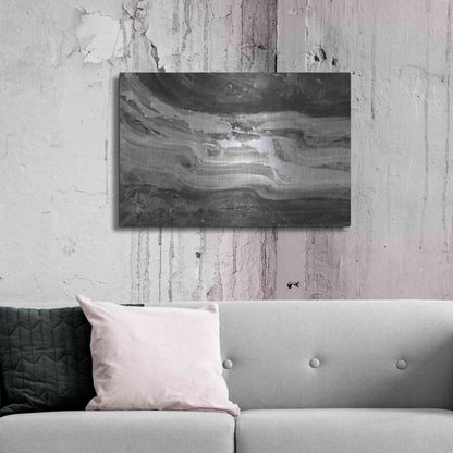 Luxe Metal Art 'Currents Gray Black White' by Albena Hristova, Metal Wall Art,36x24