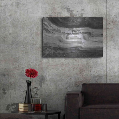 Luxe Metal Art 'Currents Gray Black White' by Albena Hristova, Metal Wall Art,36x24