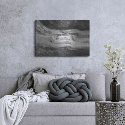 Luxe Metal Art 'Currents Gray Black White' by Albena Hristova, Metal Wall Art,36x24