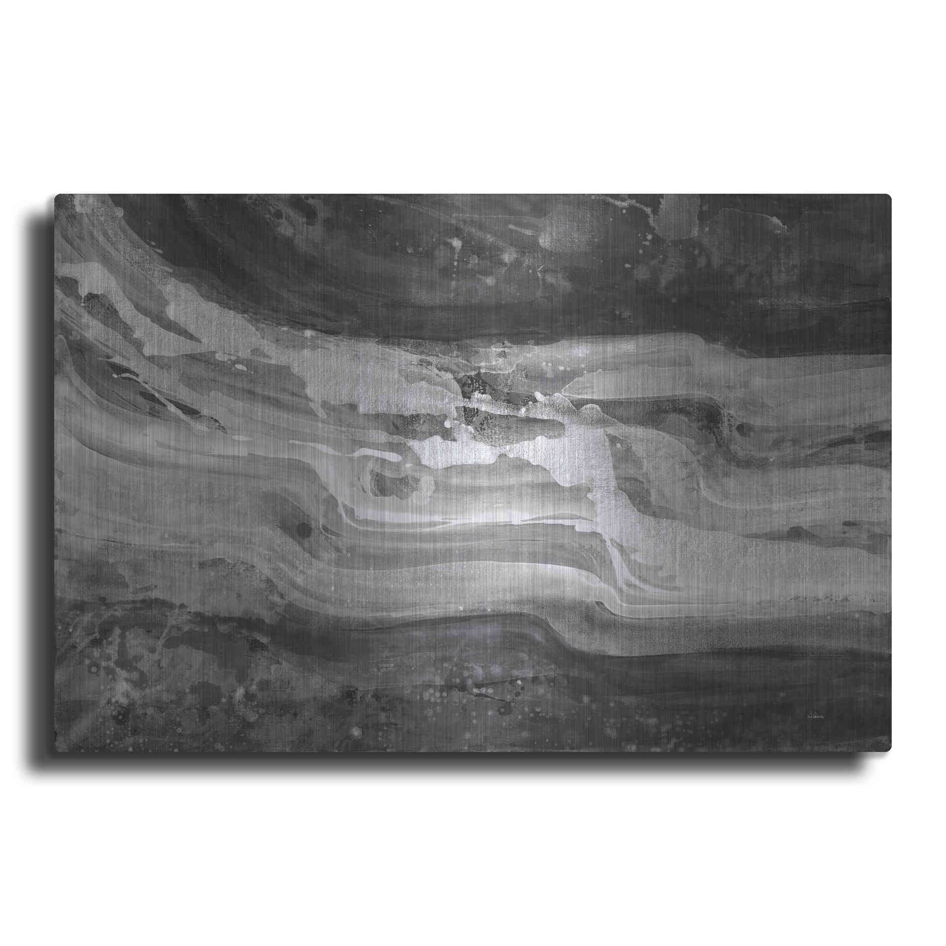 Luxe Metal Art 'Currents Gray Black White' by Albena Hristova, Metal Wall Art