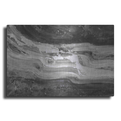 Luxe Metal Art 'Currents Gray Black White' by Albena Hristova, Metal Wall Art