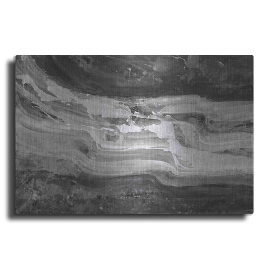 Luxe Metal Art 'Currents Gray Black White' by Albena Hristova, Metal Wall Art