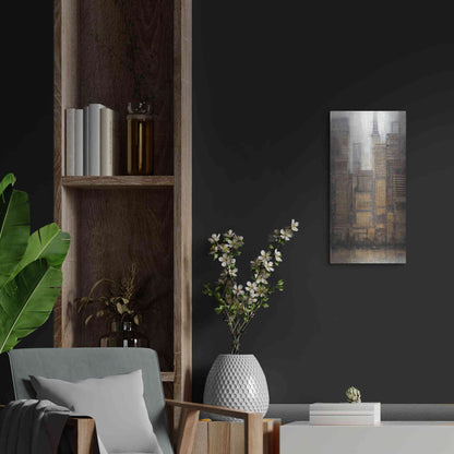 Luxe Metal Art 'Uptown City I' by Tim O'Toole, Metal Wall Art,12x24