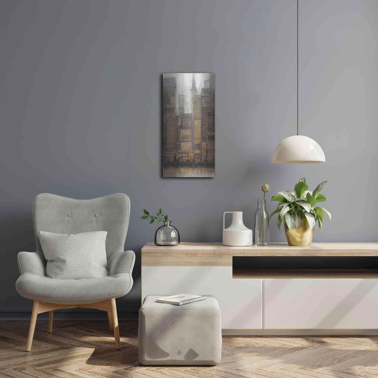 Luxe Metal Art 'Uptown City I' by Tim O'Toole, Metal Wall Art,12x24