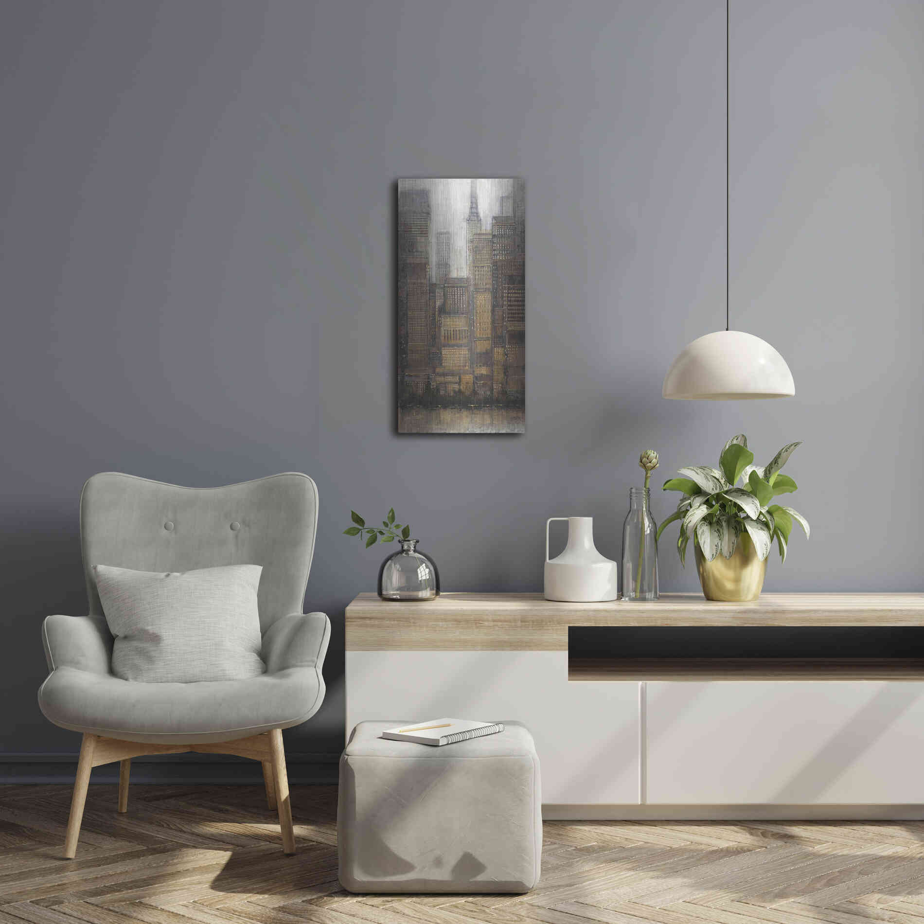 Luxe Metal Art 'Uptown City I' by Tim O'Toole, Metal Wall Art,12x24