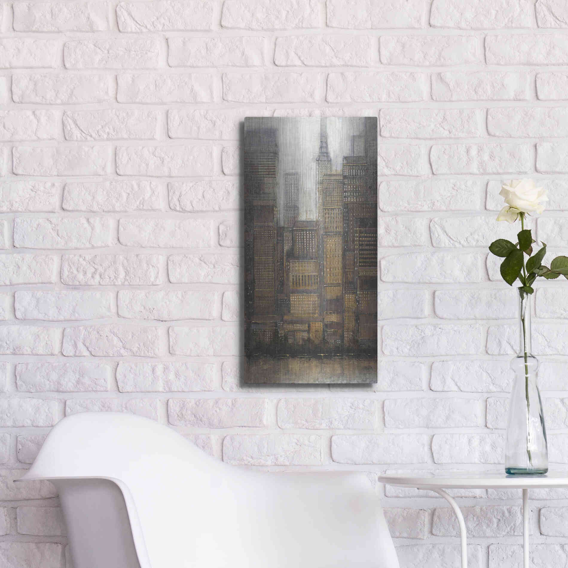 Luxe Metal Art 'Uptown City I' by Tim O'Toole, Metal Wall Art,12x24
