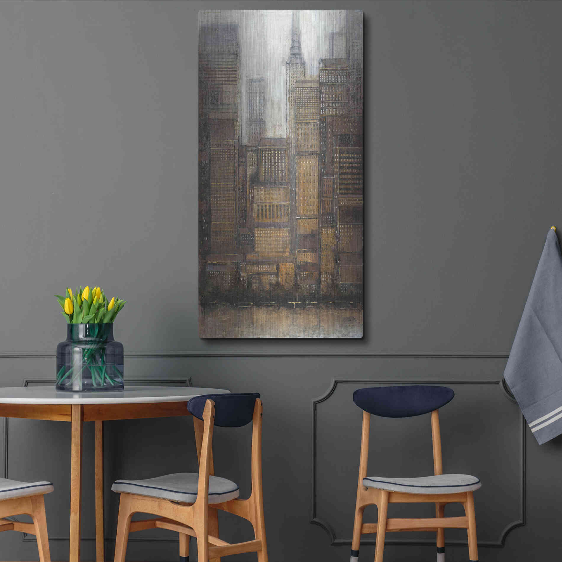 Luxe Metal Art 'Uptown City I' by Tim O'Toole, Metal Wall Art,24x48