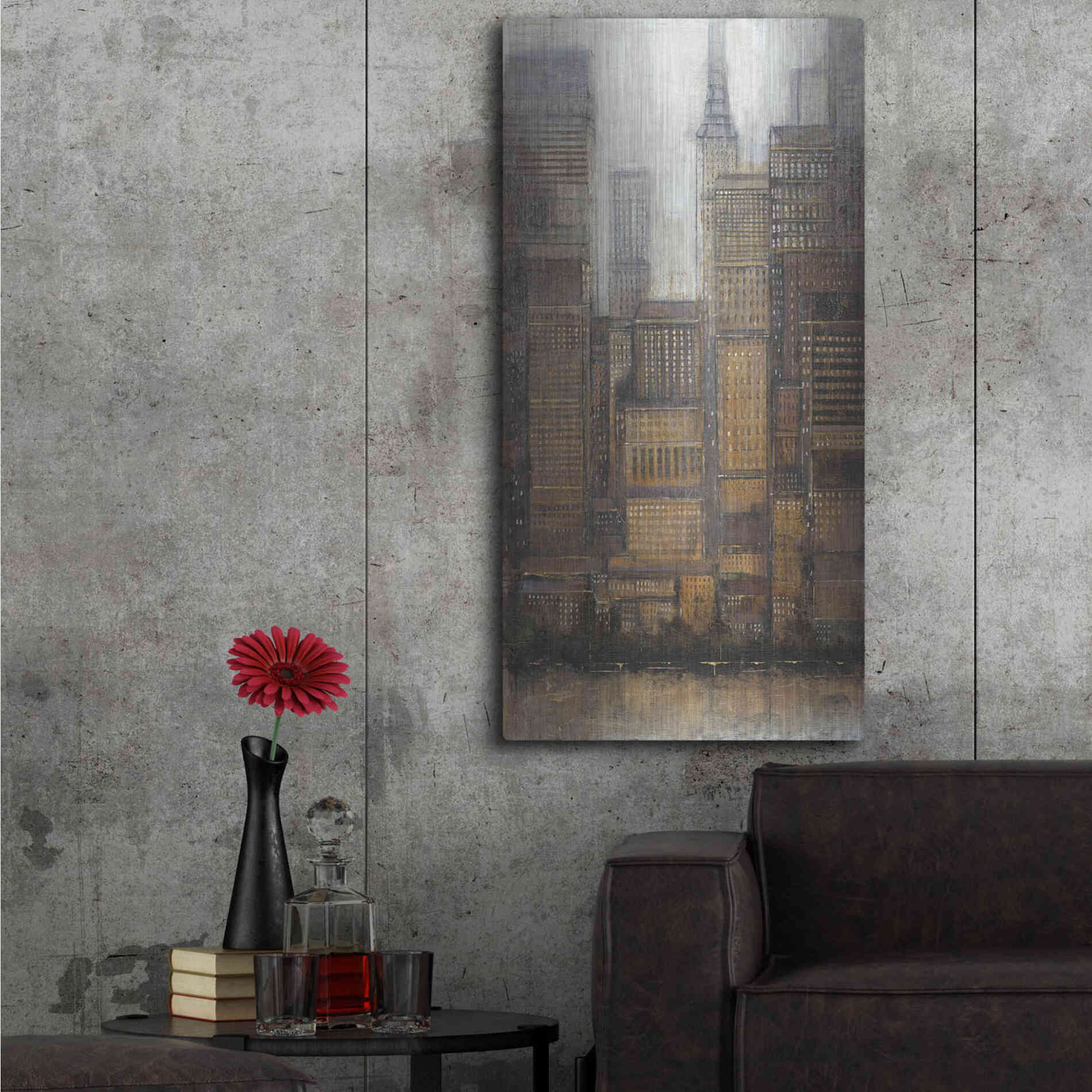 Luxe Metal Art 'Uptown City I' by Tim O'Toole, Metal Wall Art,24x48