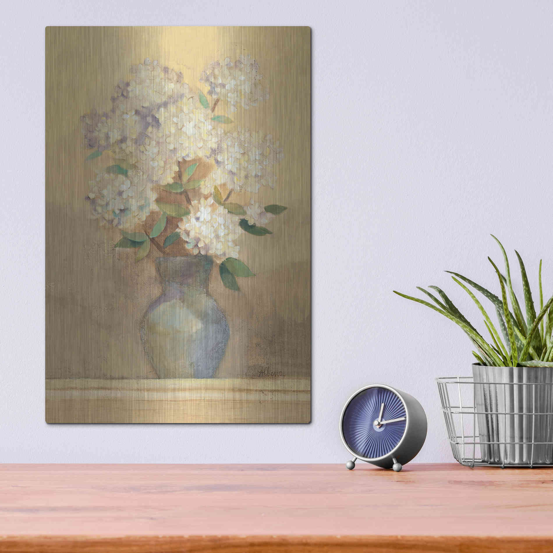 Luxe Metal Art 'Summer Hydrangea II Crop' by Albena Hristova, Metal Wall Art,12x16