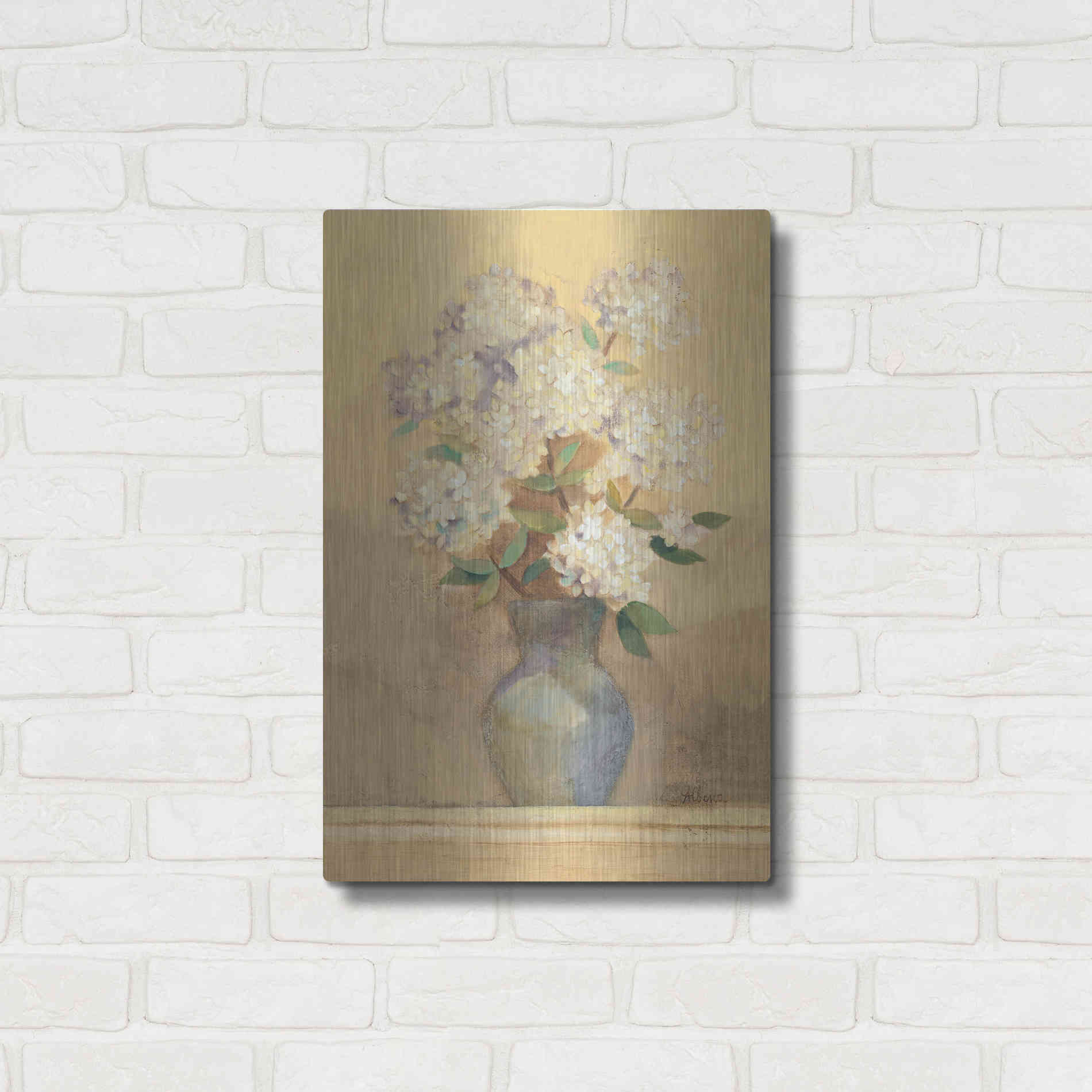 Luxe Metal Art 'Summer Hydrangea II Crop' by Albena Hristova, Metal Wall Art,16x24