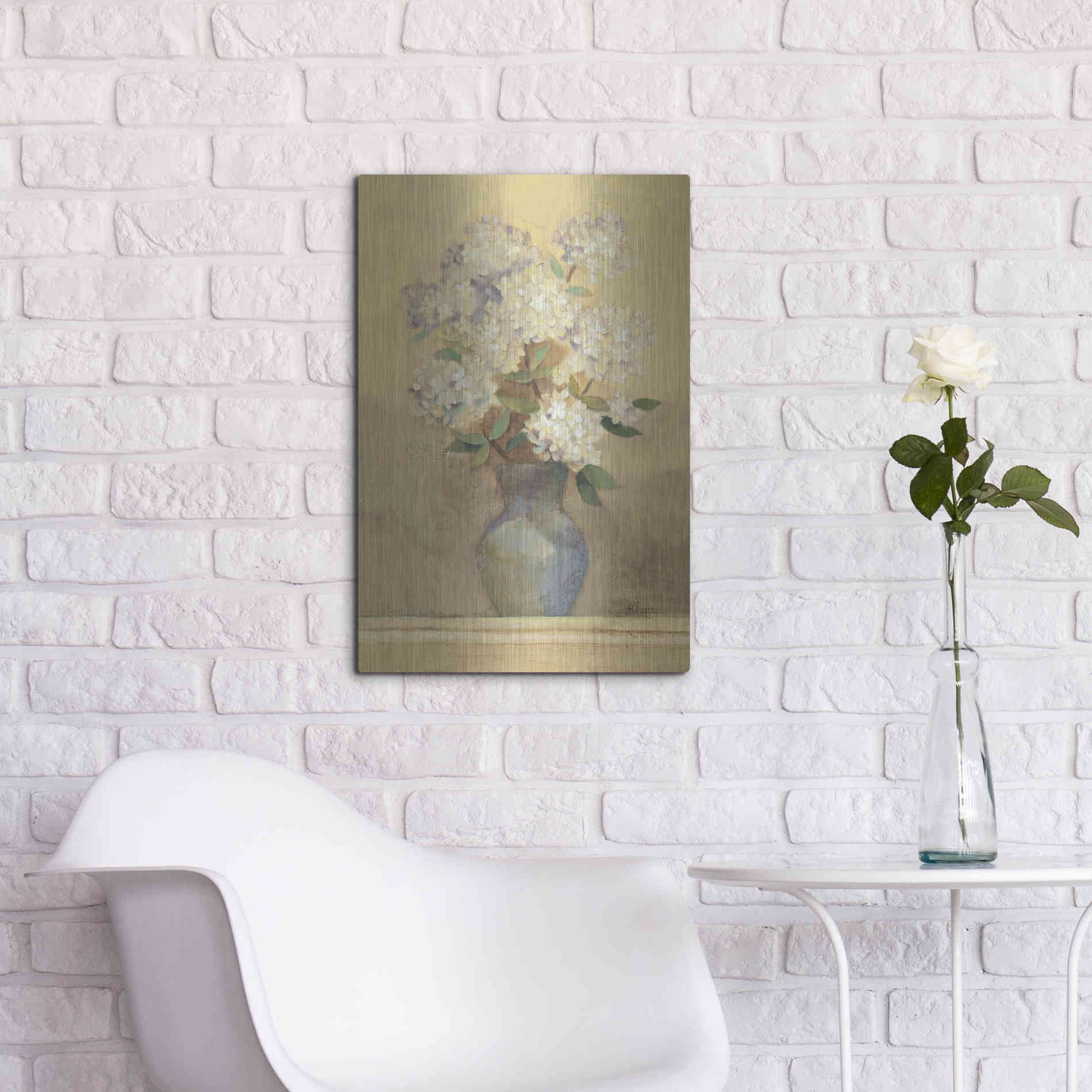 Luxe Metal Art 'Summer Hydrangea II Crop' by Albena Hristova, Metal Wall Art,16x24