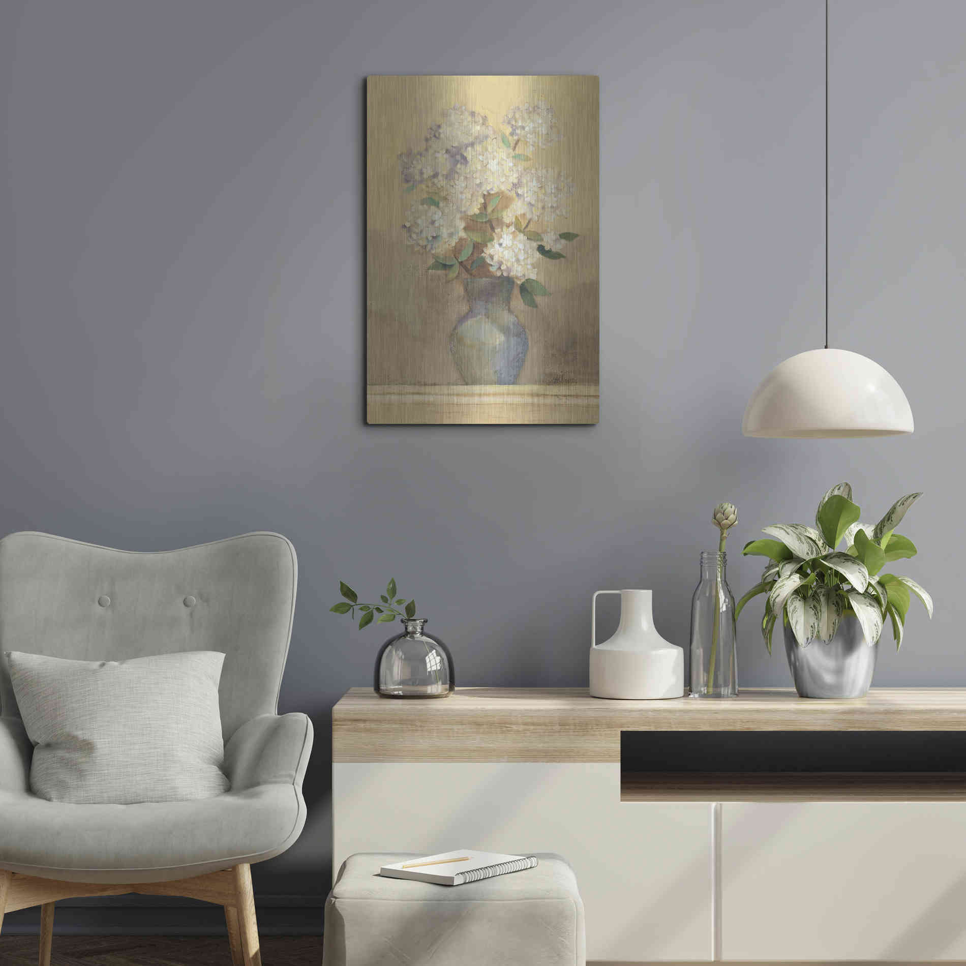 Luxe Metal Art 'Summer Hydrangea II Crop' by Albena Hristova, Metal Wall Art,16x24