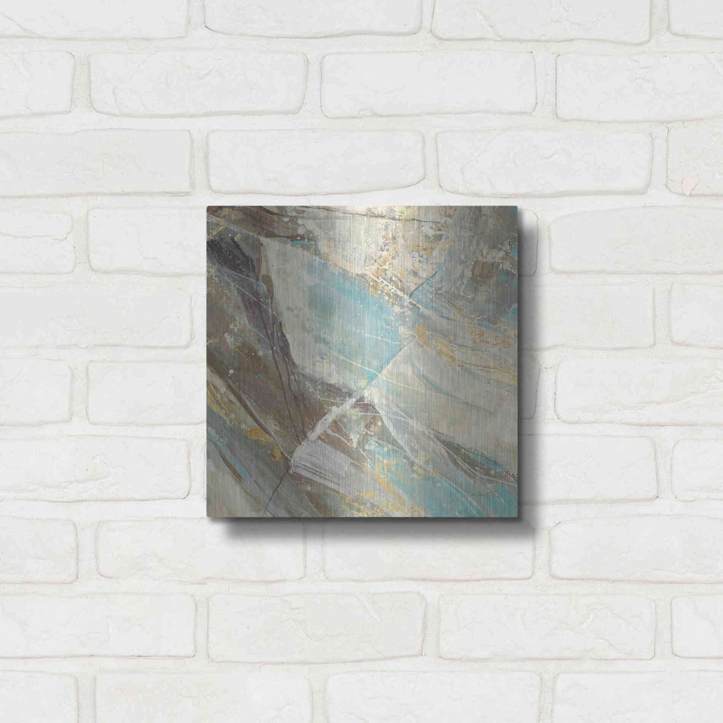 Luxe Metal Art 'Blue Water I' by Albena Hristova, Metal Wall Art,12x12