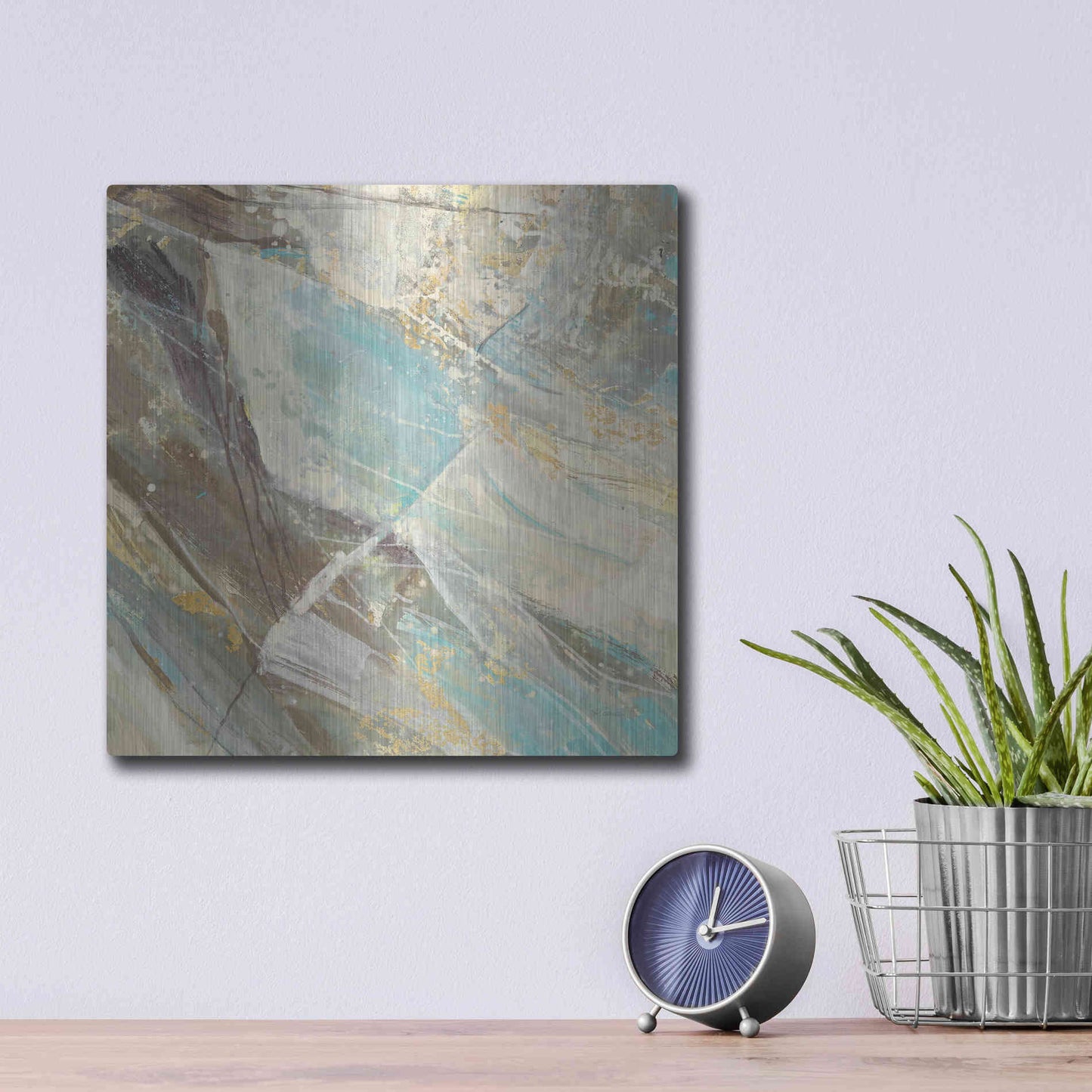 Luxe Metal Art 'Blue Water I' by Albena Hristova, Metal Wall Art,12x12