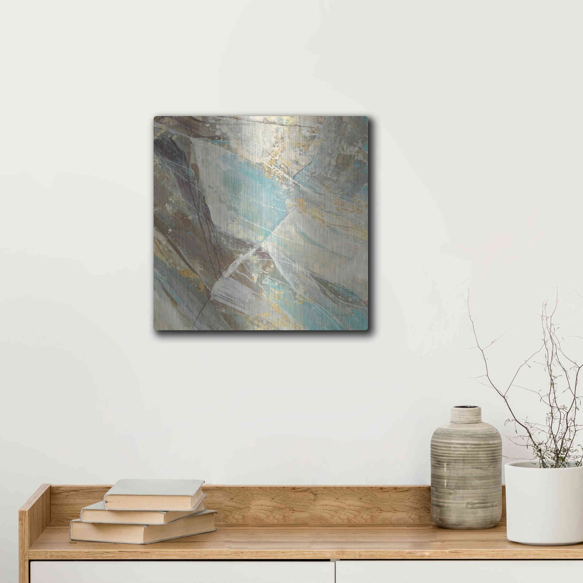Luxe Metal Art 'Blue Water I' by Albena Hristova, Metal Wall Art,12x12