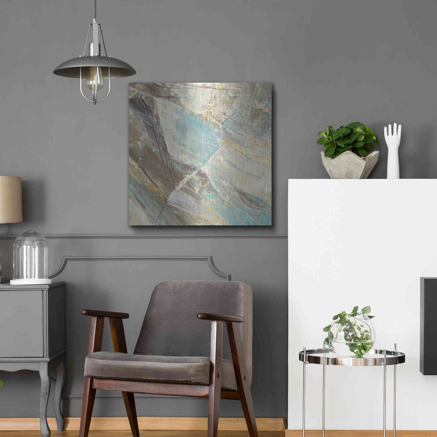 Luxe Metal Art 'Blue Water I' by Albena Hristova, Metal Wall Art,24x24