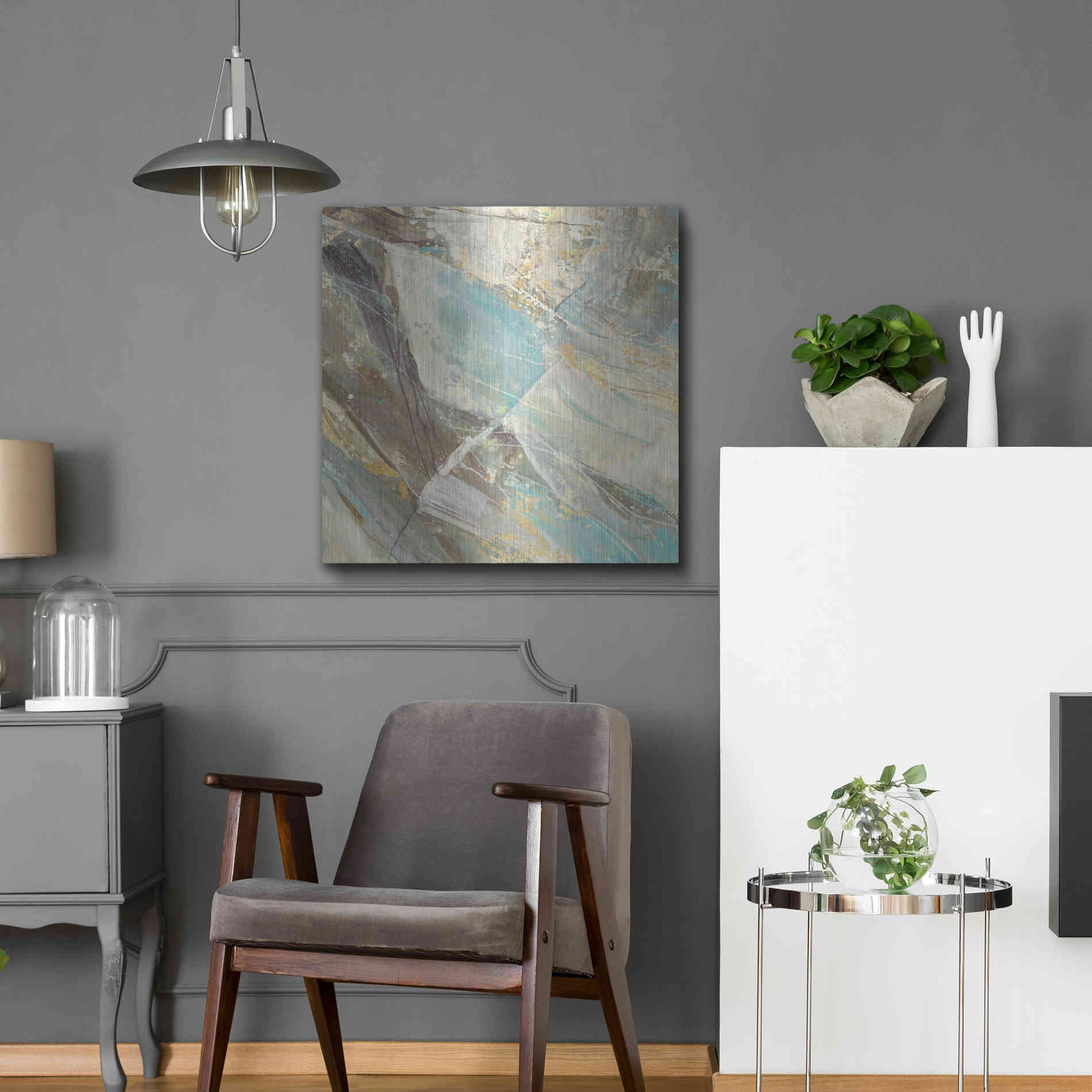 Luxe Metal Art 'Blue Water I' by Albena Hristova, Metal Wall Art,24x24