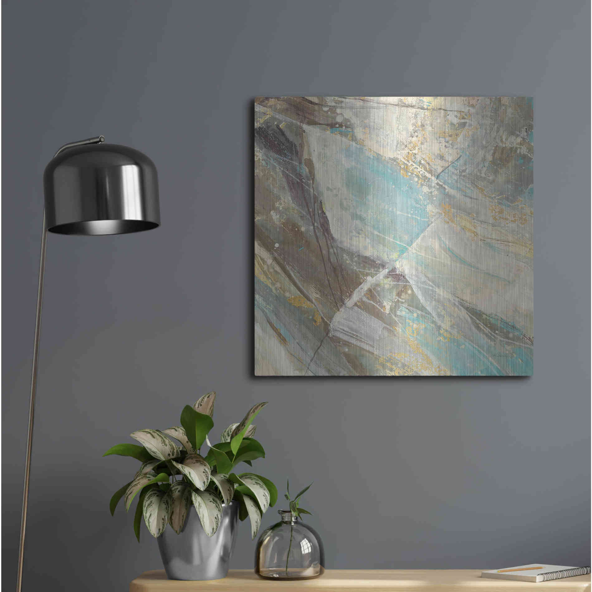 Luxe Metal Art 'Blue Water I' by Albena Hristova, Metal Wall Art,24x24
