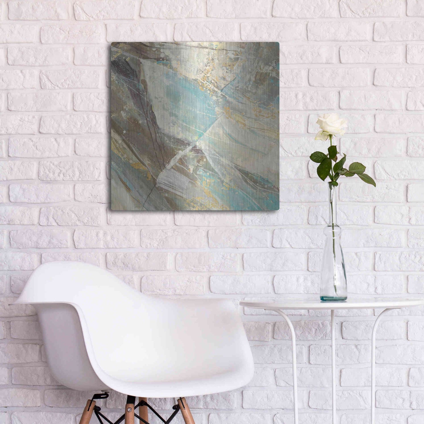Luxe Metal Art 'Blue Water I' by Albena Hristova, Metal Wall Art,24x24