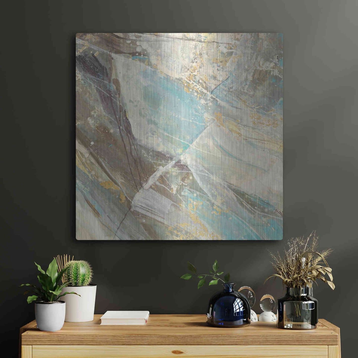 Luxe Metal Art 'Blue Water I' by Albena Hristova, Metal Wall Art,24x24