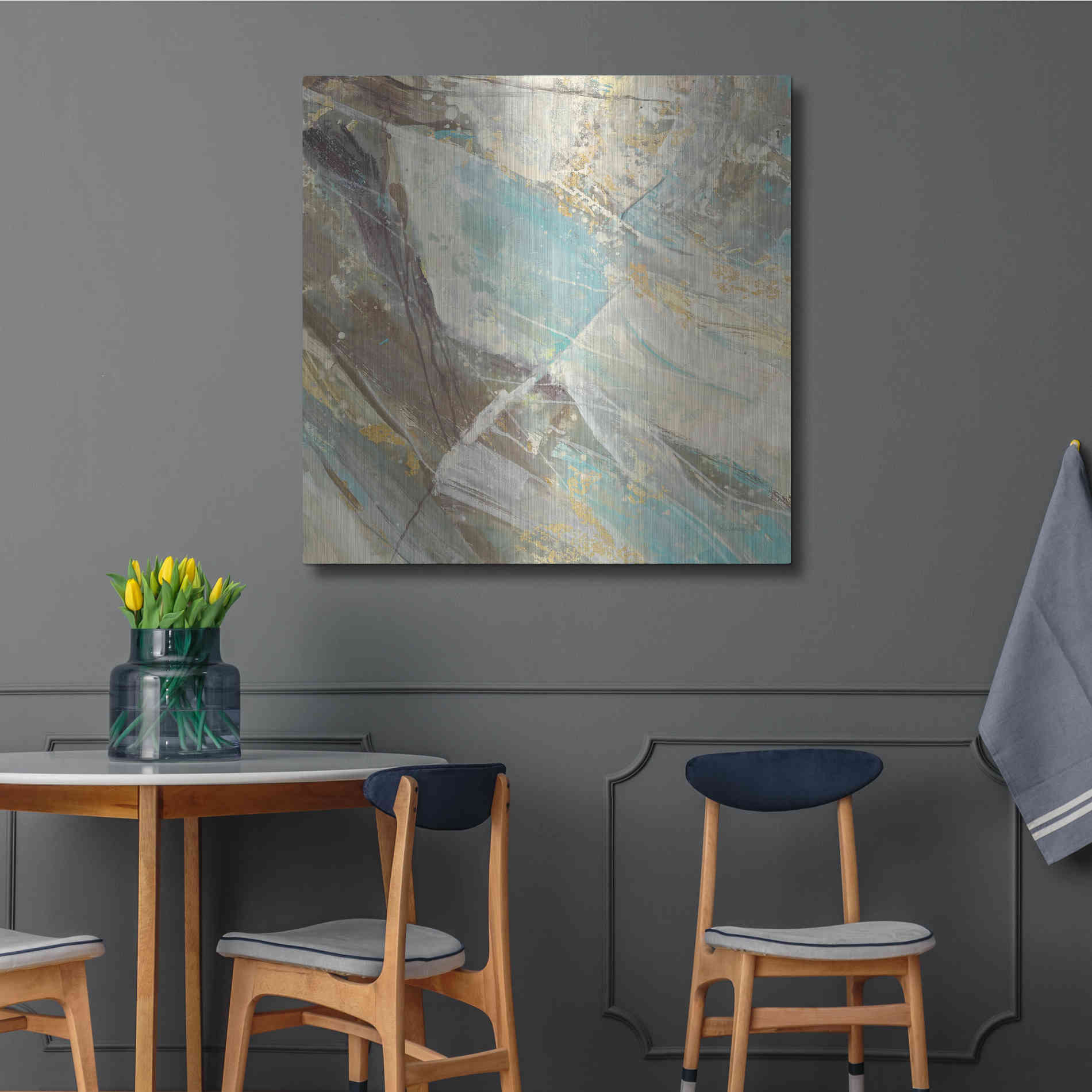 Luxe Metal Art 'Blue Water I' by Albena Hristova, Metal Wall Art,36x36