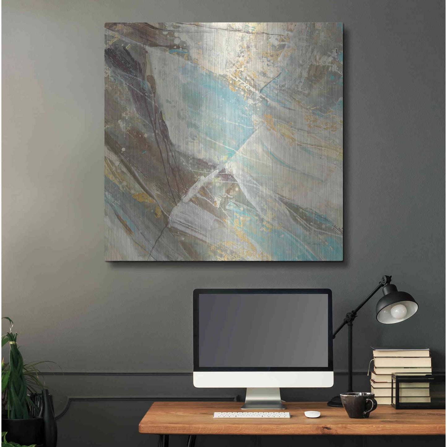 Luxe Metal Art 'Blue Water I' by Albena Hristova, Metal Wall Art,36x36