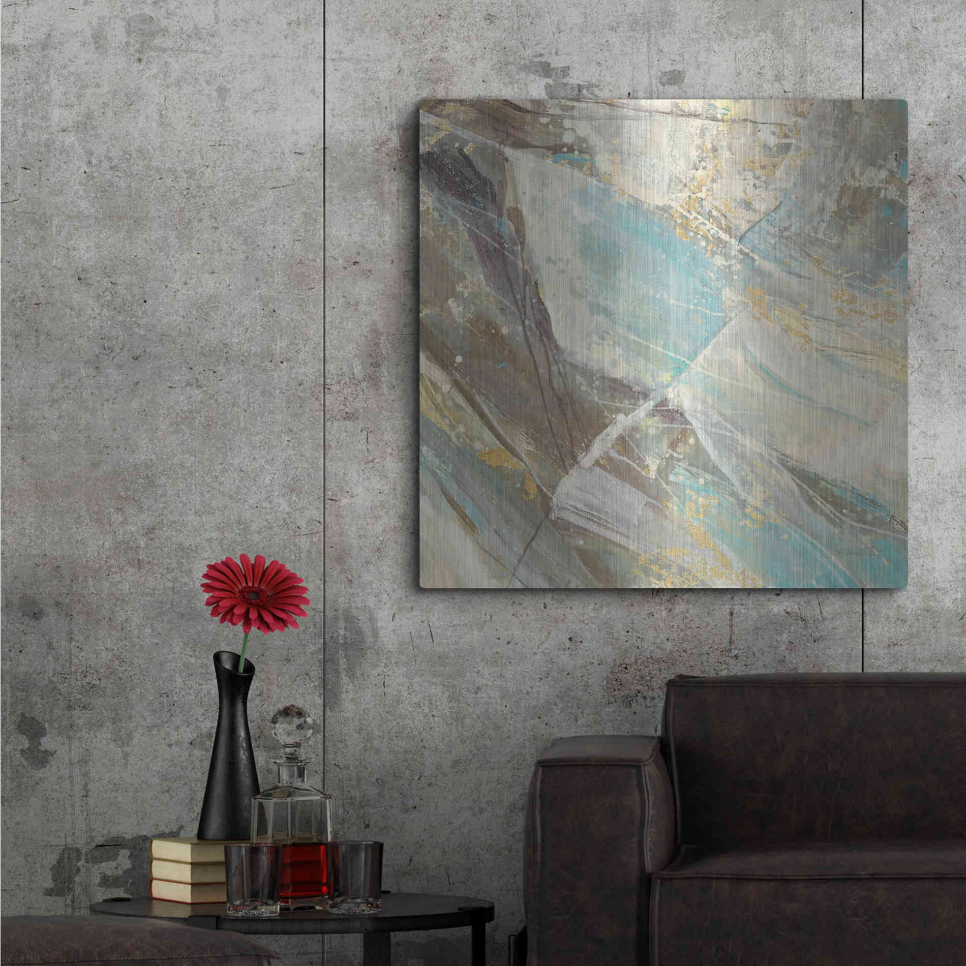 Luxe Metal Art 'Blue Water I' by Albena Hristova, Metal Wall Art,36x36