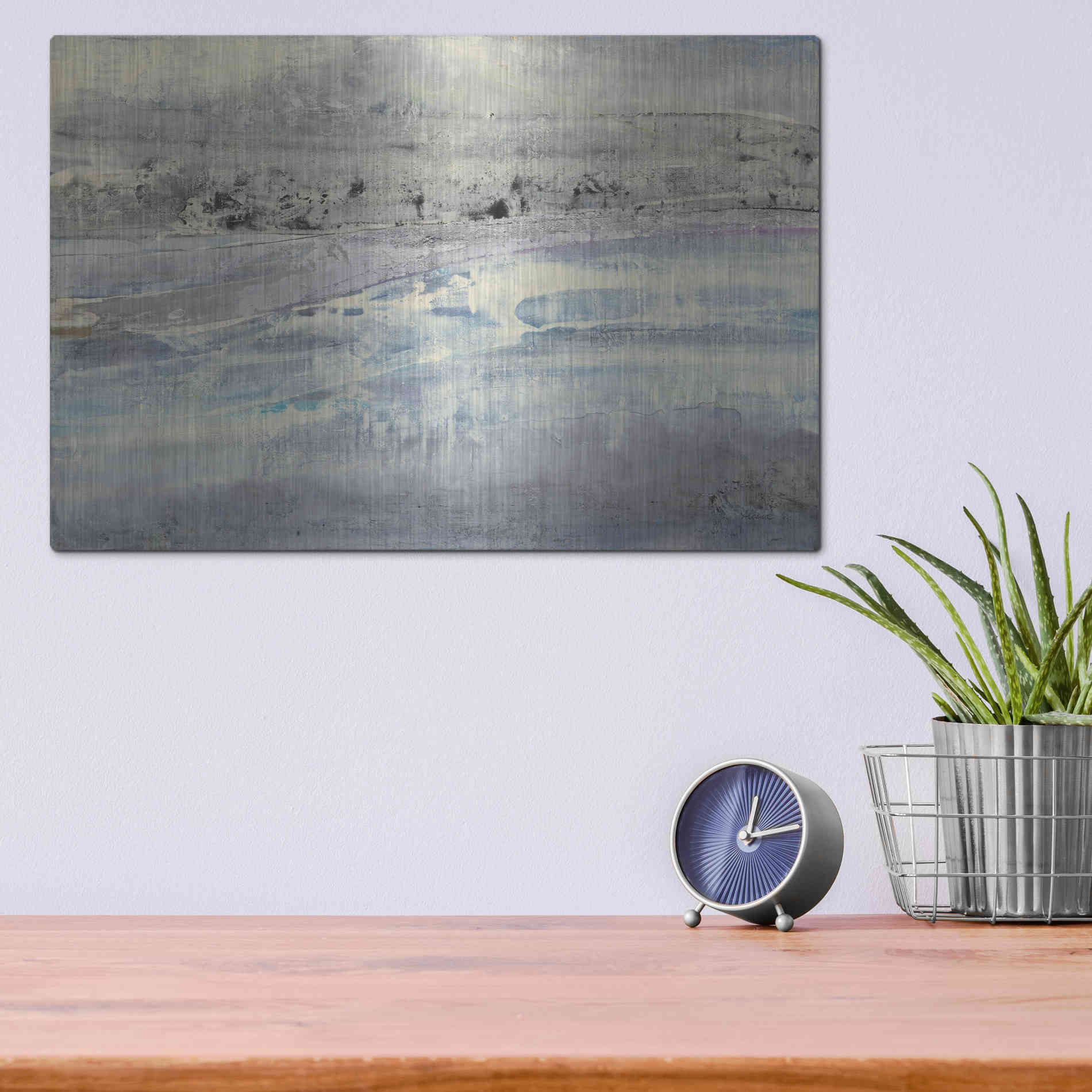 Luxe Metal Art 'Silver Horizon' by Albena Hristova, Metal Wall Art,16x12