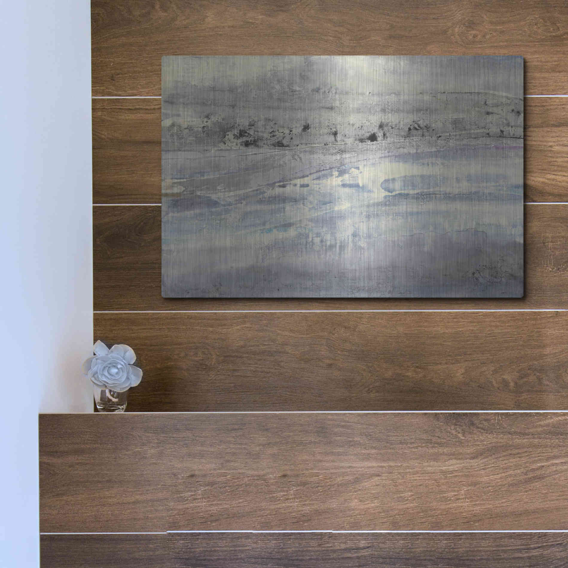 Luxe Metal Art 'Silver Horizon' by Albena Hristova, Metal Wall Art,16x12