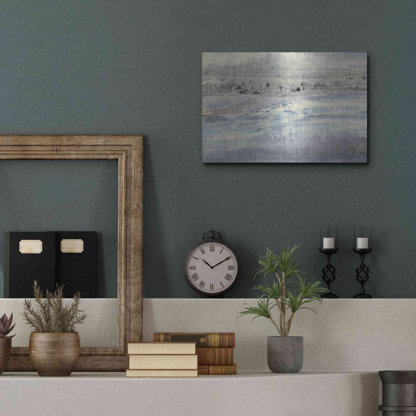 Luxe Metal Art 'Silver Horizon' by Albena Hristova, Metal Wall Art,16x12