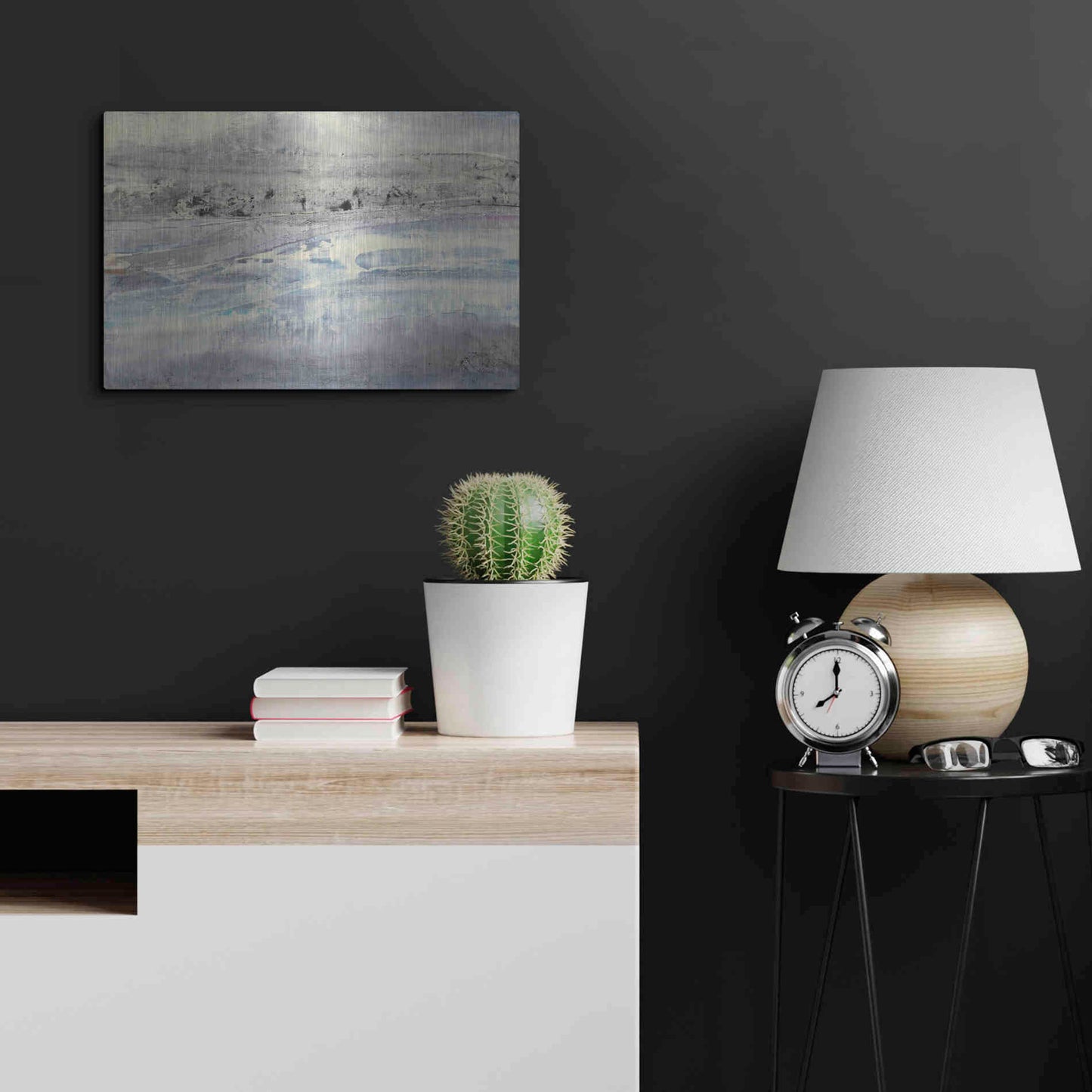Luxe Metal Art 'Silver Horizon' by Albena Hristova, Metal Wall Art,24x16