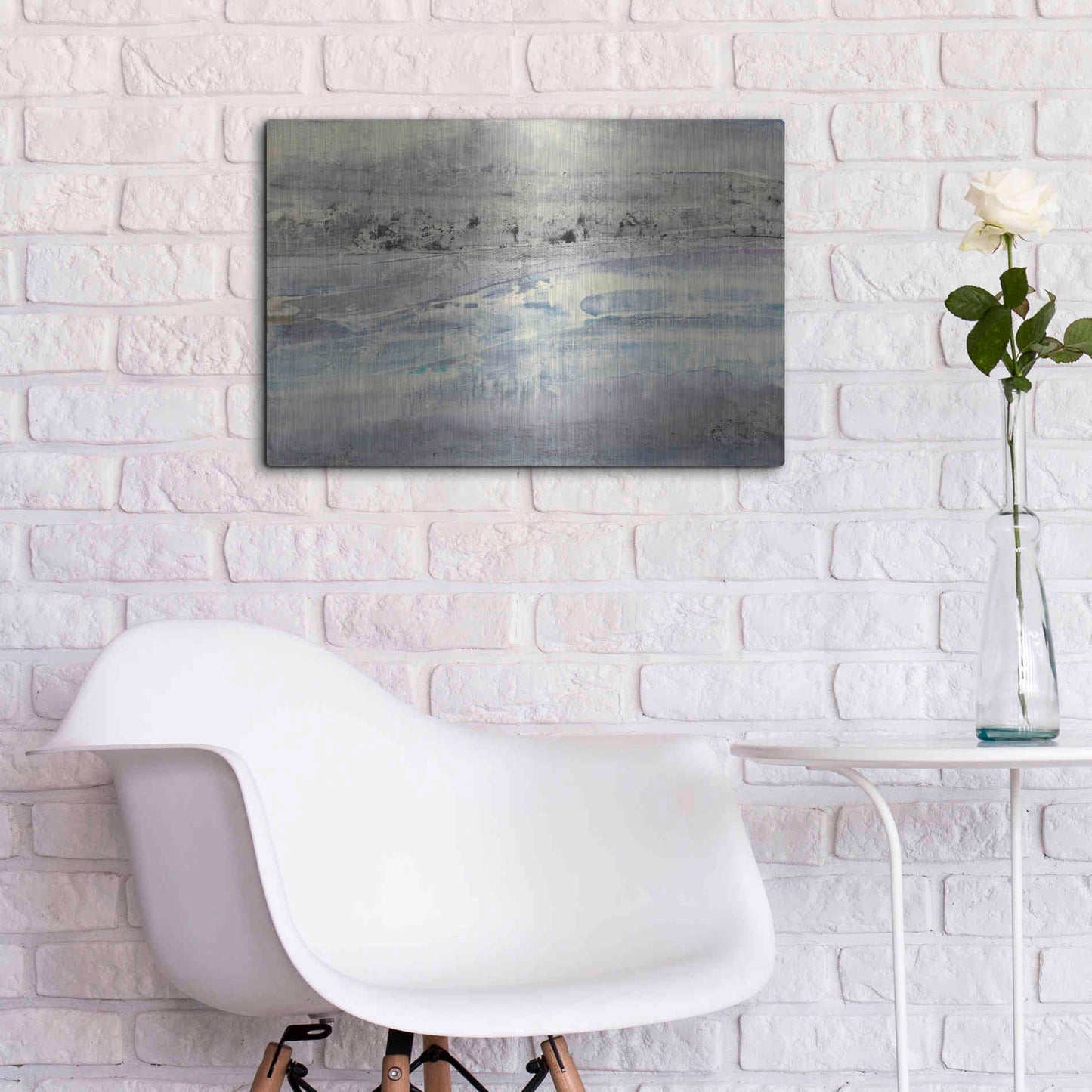 Luxe Metal Art 'Silver Horizon' by Albena Hristova, Metal Wall Art,24x16